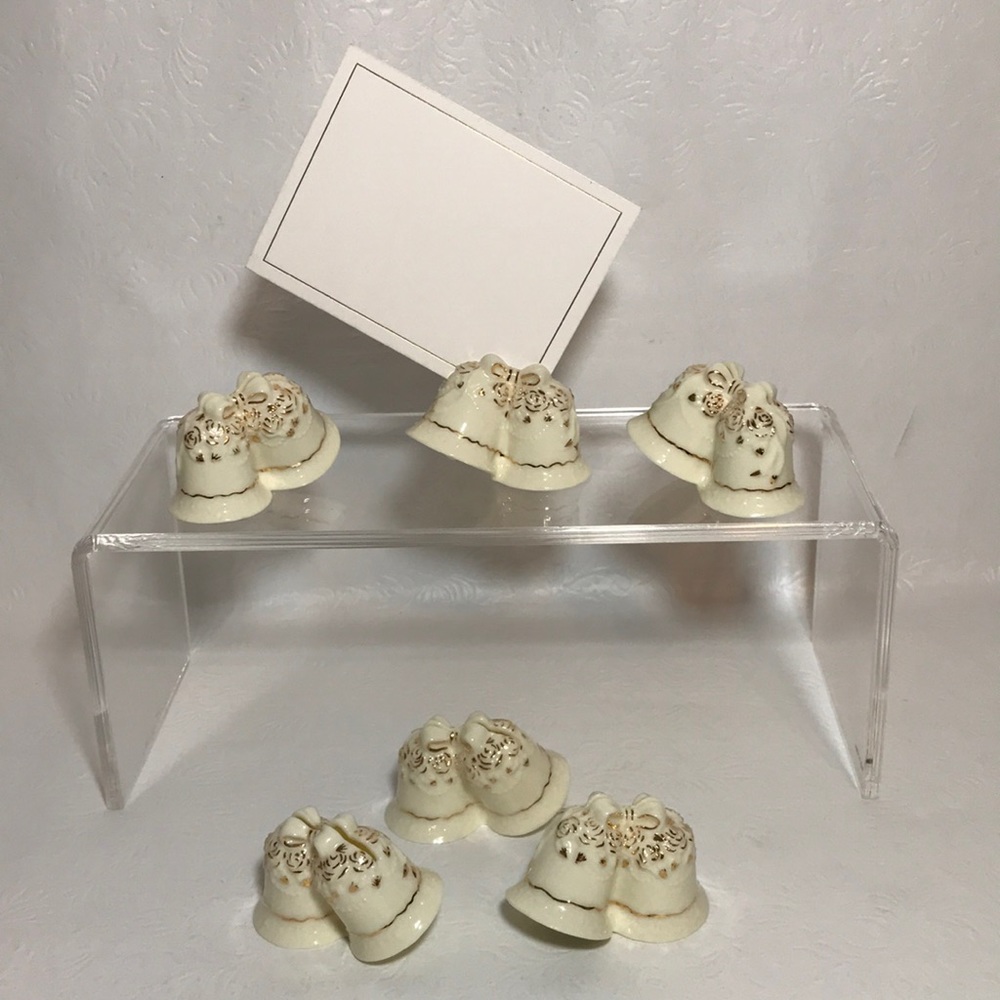 la Vie Ivory China Bells Place Card Holders (6) New for Holiday or Wedding